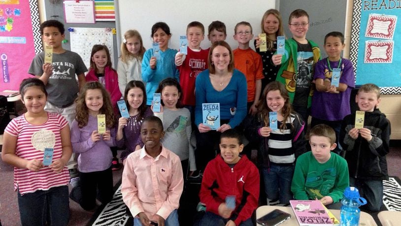 Kristen Otte visits students from East Elementary School in Fairfield. Otte has published a series of children s books, The Adventures of Zelda. She visits local schools to promote her books and gives the first book away free to help promote the series. CONTRIBUTED