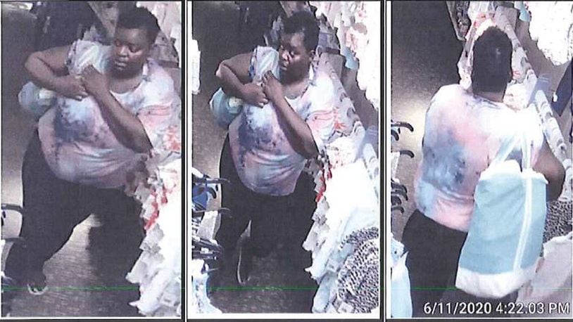 The suspect was captured in security camera images in a June 11 theft at Stein Mart in Town & Country Shopping Center on East Stroop Road, police said. CONTRIBUTED
