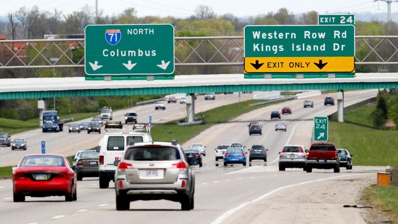 Vehicles travel northbound 71 toward the Western Row Road/Kings Island Drive exit May 2, 2014, in Warren County. NICK DAGGY / FILE PHOTO