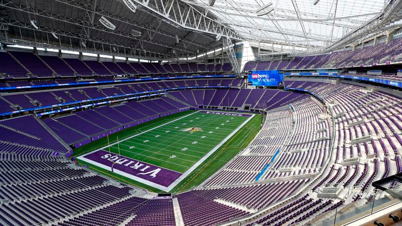 FILE - This July 19, 2016, file photo, shows US Bank stadium in Minneapolis, where the Super Bowl will take place Feb. 4. (AP Photo/Jim Mone, File)