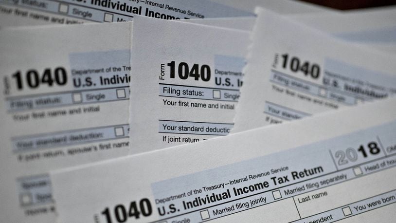IRS 1040 individual tax forms. Bloomberg photo by Daniel Acker.