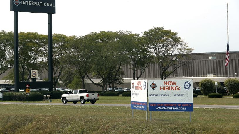 A "Now Hiring" sign was placed in front of Navistar in Springfield in late September. BILL LACKEY/STAFF
