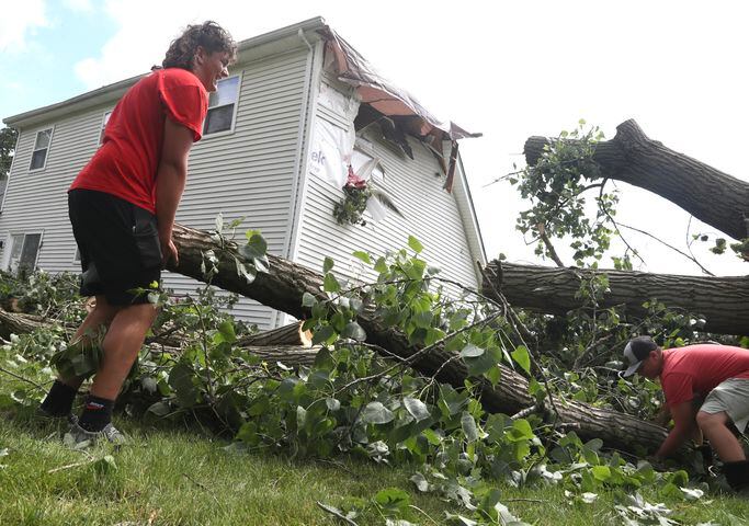 Storm damage caused by suspected tornadoes