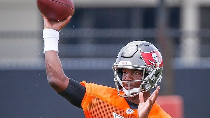 Tampa Bay Buccaneers quarterback Jameis Winston participates in an OTA practice session at One Buccaneer Place in Tampa, Fla., on Thursday, June 1, 2017. (Loren Elliott/Tampa Bay Times/TNS)