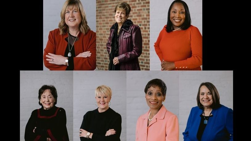 YWCA Dayton is recognizing seven women in the Dayton community who work to further the organization’s mission of eliminating racism and empowering women at the nonprofit’s 2023 Women of Influence (WOI) luncheon on Thursday, March 9. They are top row, left to right, Melodie Bennett, Executive Director, House of Bread; Susan Gruenberg, Community Advocate; and Marvene Mitchell Cook, Director of CARES Act and Workforce Development, Montgomery County. On the bottom row, left to right, are Joanne “Jo” Granzow, Community Volunteer; Michelle Kaye, Vice President and Client and Community Relations Director, PNC Bank; Carol Prewitt, President, Prewitt Consulting LLC; and Carolyn Rice, President, Montgomery County Commission (CONTRIBUTED PHOTOS).
