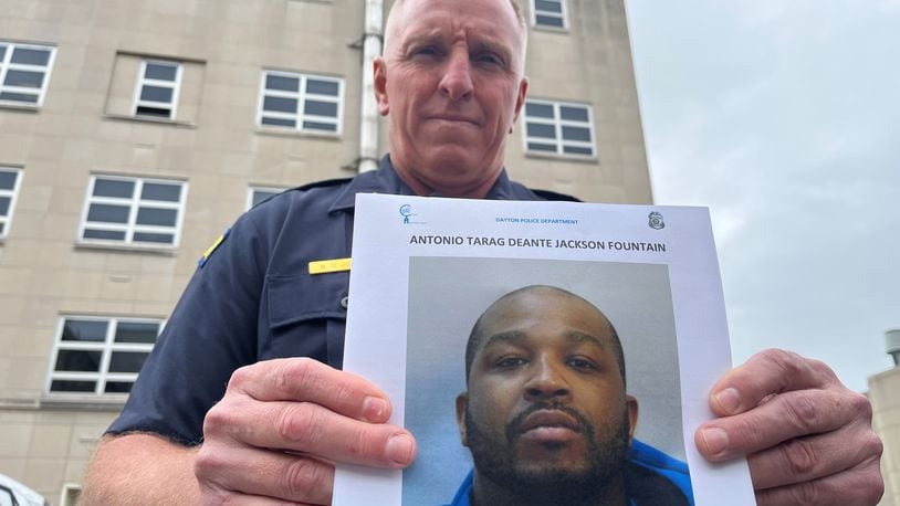 Dayton police identified Antonio Tarag Deante Jackson Fountain as being wanted in the death of a Setters Volleyball Club security guard. CORY FROLIK / STAFF