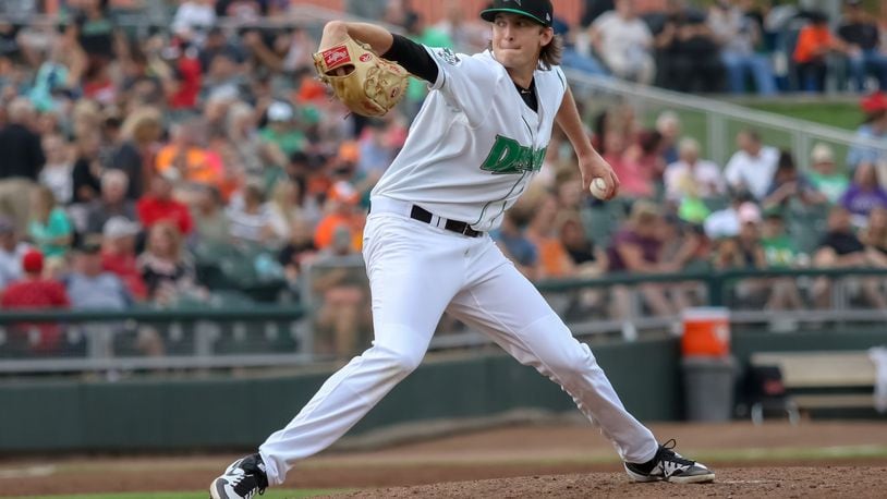 Dayton Dragons starter Nick Lodolo allowed one run on three hits with four strikeouts in four innings of work in a 6-1 victory over the Bowling Green Hot Rods on Tuesday night at Fifth Third Field. CONTRIBUTED PHOTO BY MICHAEL COOPER