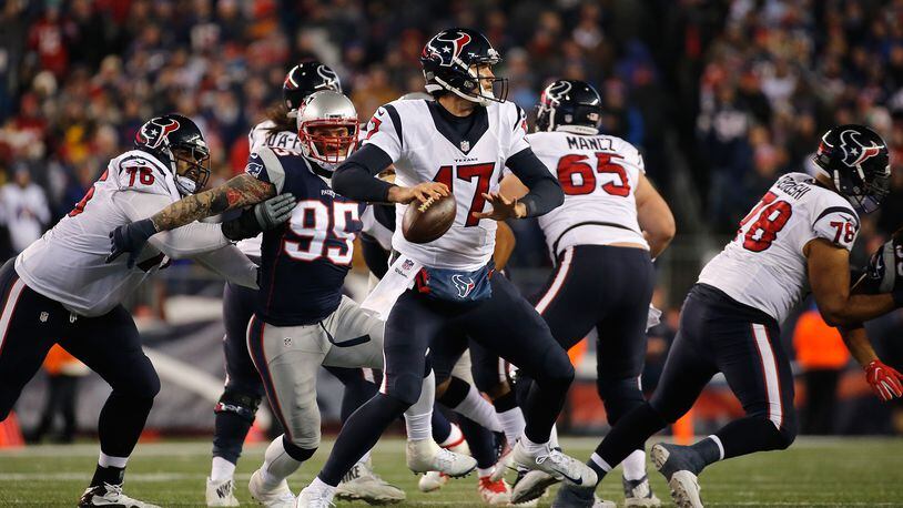 Former Texans quarterback Brock Osweiler, shown here in a Jan. 14 AFC Divisional Playoff game against the Patriots in Foxboro, Mass., will start the Browns' first preseason game Thursday, against the Saints.