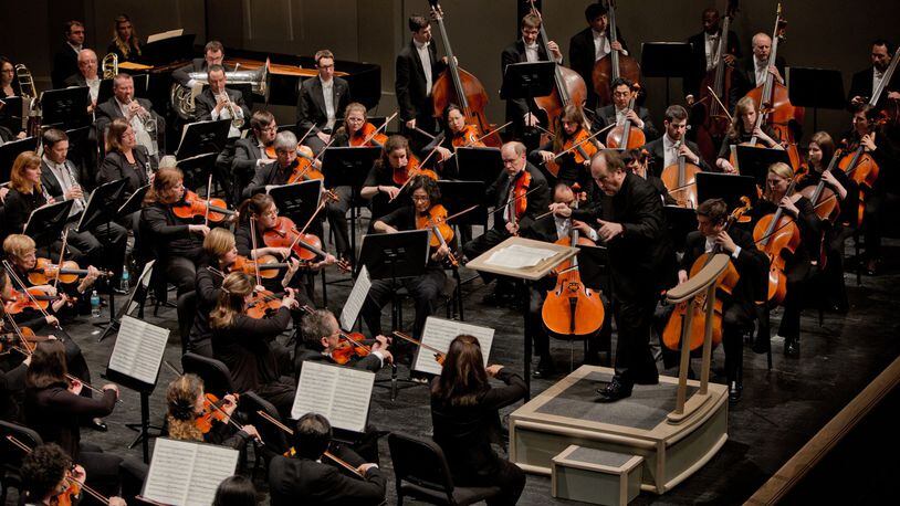 The Springfield Symphony Orchestra, under the direction of music director and conductor Peter Stafford Wilson, does a finale during a 2015 performance. Contributed photo
