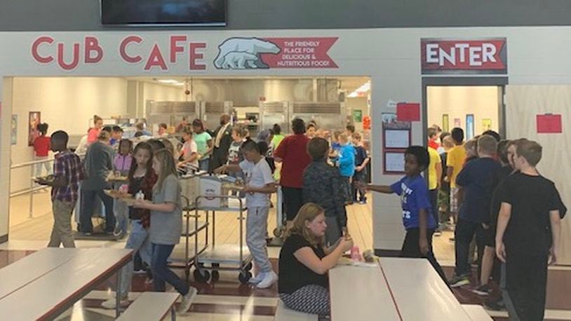 Northridge Elementary students enjoying lunch in the cafeteria of their new PK-12 school. The Cub Cafe serves breakfast and lunch to roughly 720 PK-5 students every day. CONTRIBUTED PHOTO