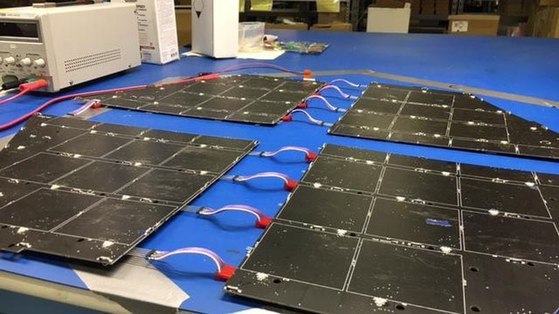 An E-Mek Technologies-produced circuit board destined for a Solar Roadways solar panel. THOMAS GNAU/STAFF