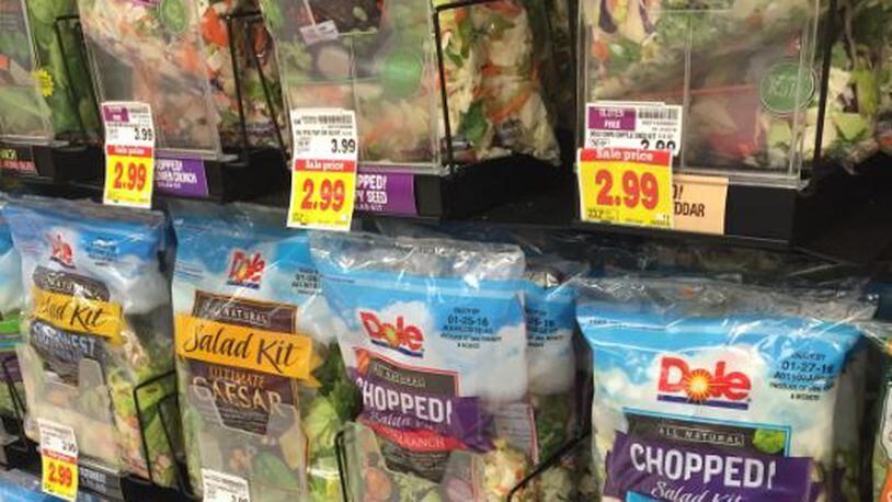 Some Dole bagged salads products that were produced at the Springfield plant have been recalled, including ones that beginning with an A in its manufacturing code. Katie Wedell/Staff