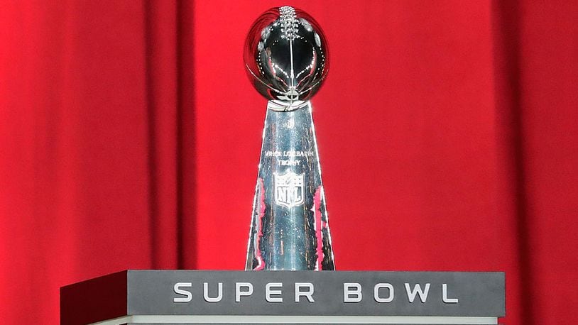 HOUSTON, TX - JANUARY 30: The Vince Lombardi Trophy is seen onstage during Super Bowl 51 Opening Night at Minute Maid Park on January 30, 2017 in Houston, Texas. (Photo by Tim Warner/Getty Images)