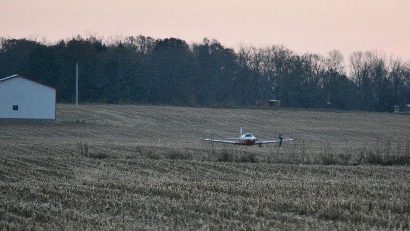 A small plane landed in a field Saturday evening, Dec. 2, 2017, in the area of Blee and West Jackson roads, close to the Springfield-Beckley Municipal Airport on Blee Road.