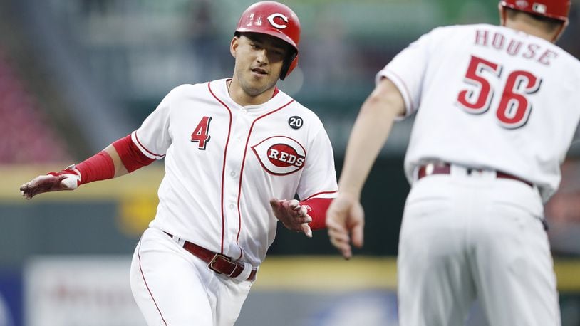 Jose Iglesias of the Cincinnati Reds rounds the bases after hitting a grand slam in the second inning against the Pittsburgh Pirates at Great American Ball Park on Monday, July 29. Photo by Joe Robbins/Getty Images