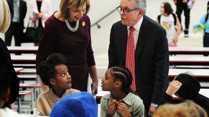 Ohio Governor Mike DeWine and First Lady Fran DeWine visited Northridge Elementary School in Dayton, Thursday March 23, 2023 to talk with staff and students about reading. MARSHALL GORBY\STAFF