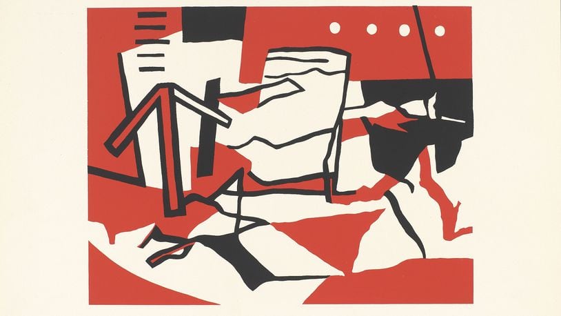 Ralston Crawford’s Red and Black (U.S.S. Nevada), 1949, screenprint. Collection of John Crawford. CONTRIBUTED