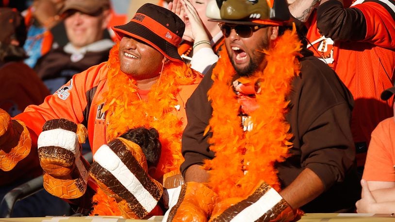 CLEVELAND, OH - NOVEMBER 01: Fans cheer on the Cleveland Browns while they play the Arizona Cardinals at FirstEnergy Stadium on November 1, 2015 in Cleveland, Ohio. During the 2016 season, some fans are raising money for a Browns 0-16 Perfect Season Parade. (Photo by Gregory Shamus/Getty Images)