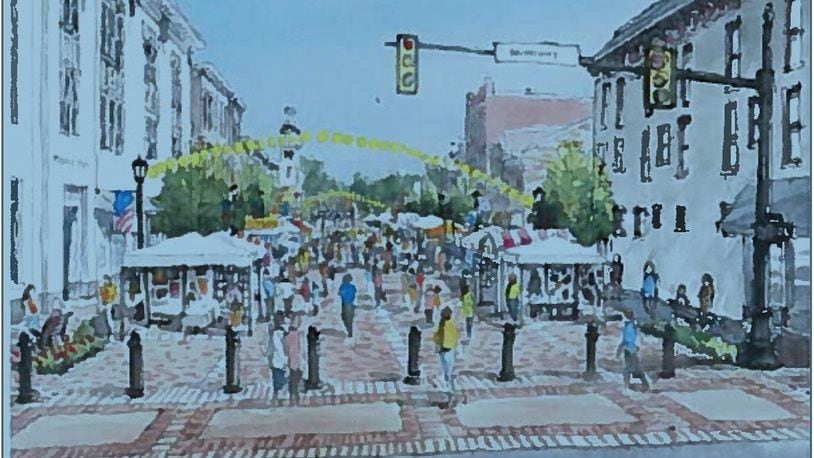 Lebanon has renewed efforts to to run part of its downtown streets into an entertainment district. Bollards would be used to set off the part of Mulberry Street that would be designated as an entertainment plaza. CONTRIBUTED