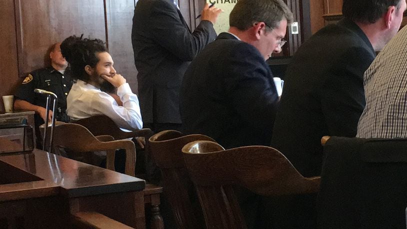 Kali Christon’s attorney Griff Nowicki addresses Judge Michael Buckwalter’s courtroom during the first day of his client’s trial Monday July 8, 2019. RICHARD WILSON/STAFF