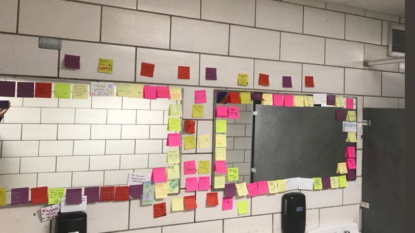 Positive notes have been going up around Middletown High School as part of a student effort. This image was posted to Twitter by Middletown High School.