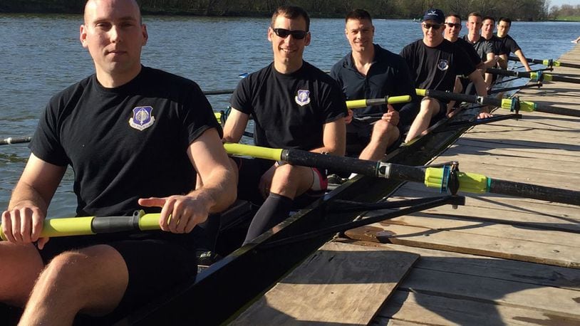 Members of an Air Force Life Cycle Management Center rowing team pause before a competition. The group was inspired to form a team by the book ‘Boys in the Boat,’ which told the story of an ‘underdog’ American team that won the 1936 summer Olympics. ‘Boys in the Boat’ is one of the books on the Air Force chief of staff’s reading list. (Courtesy photo)