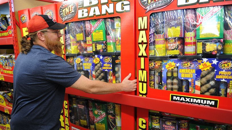 Martin Jones checks out the Big Bang Box of firesworks, Tuesday June 21, 2022 at TNT Fireworks located at 840 S. Union Rd. MARSHALL GORBY\STAFF