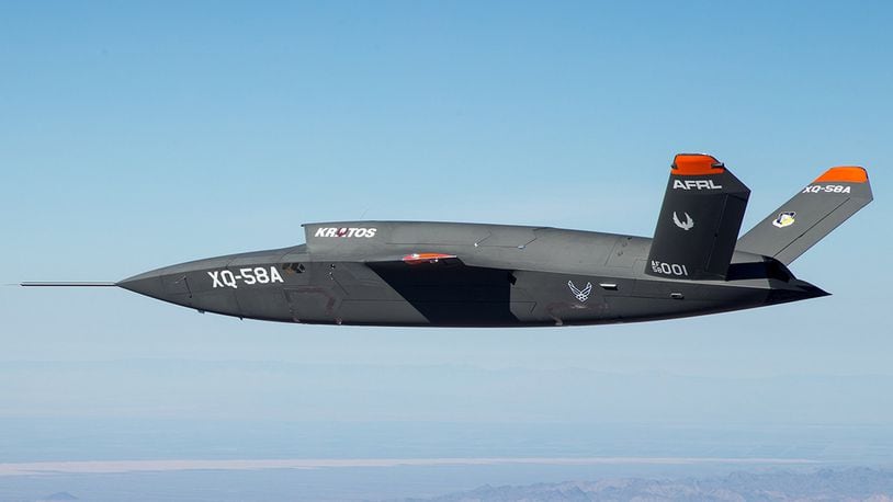 The XQ-58A Valkyrie demonstrator, a long-range, high subsonic unmanned air vehicle completed its inaugural flight March 5 at Yuma Proving Grounds, Ariz. (U.S. Air Force photo/Senior Airman Joshua Hoskins)