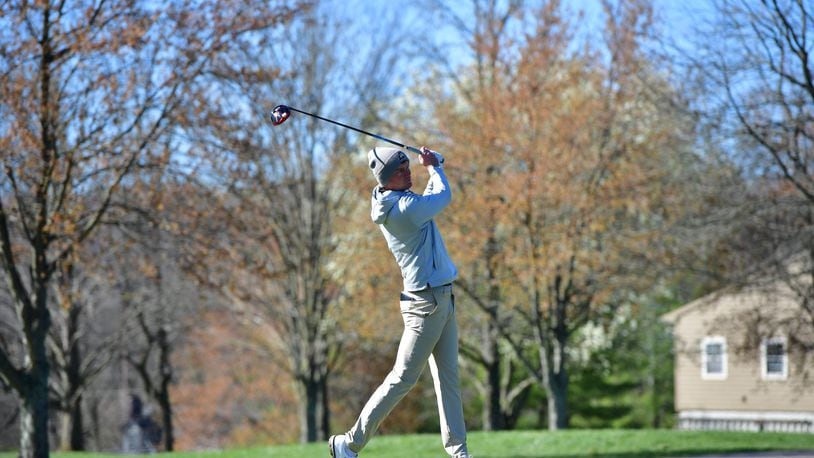 Wright State's Mikkel Mathiesen hits a shot during The Jewell tournament. Mathiesen won the individual title and helped lead the Raiders to the team title. Joe Craven/Wright State Athletics