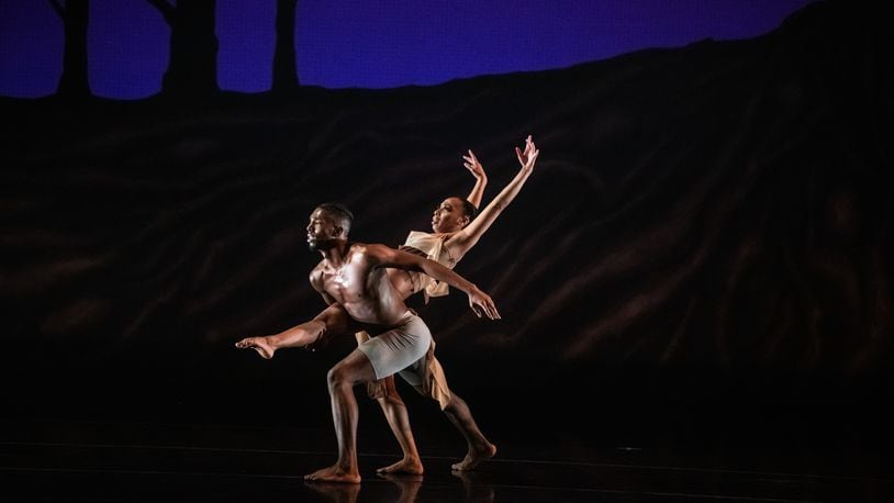 Dayton Contemporary Dance Company presents its world premiere of "The Black Tour" Feb. 4-5 at the Victoria Theatre. Pictured: Dance Artists Matthew Talley and Alexandria Flewellen in "huMAN/NAture" by Countess V. Winfrey in DCDC's 2022 production of "Inside Out."