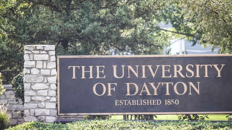 The University of Dayton front entrance off of Stewart Street in Dayton. Jim Noelker/Staff