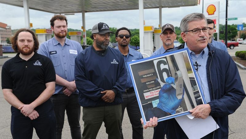 Montgomery County Auditor Karl Keith announced an initiative Wednesday, May 25, 2022, in which his office is committed to auditing credit card skimmers at local gas pumps.  Keith showed a photo of what a skimmer looks like at the Shell station on South Main Street MARSHALL GORBYSTAFF