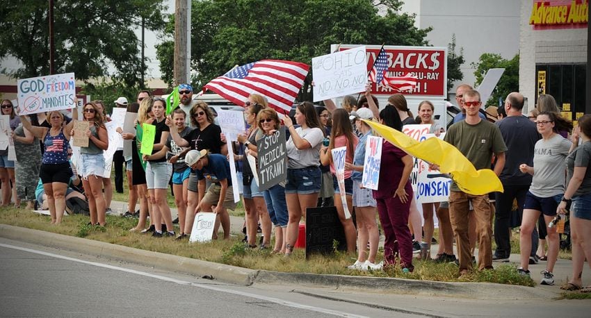 PHOTOS: COVID vaccine protest at Kettering Health