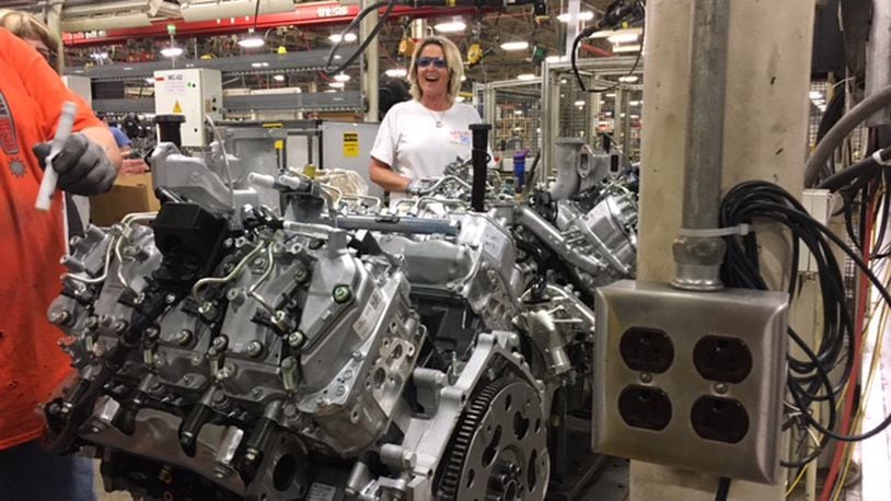 DMAX worker Maggie Floyd is part of a team of assembly line workers at the Dryden Road plant in Moraine. The plant is co-owned by General Motors and Isuzu, a Japanese truck maker. THOMAS GNAU/STAFF