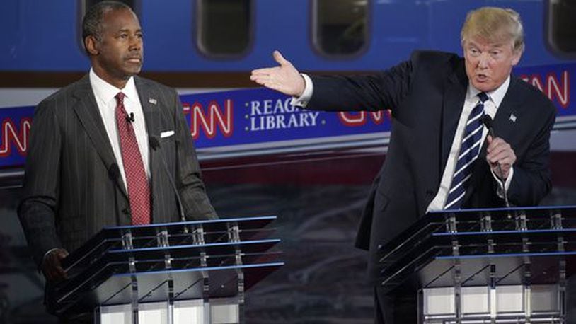 Donald Trump, right, and Ben Carson during the CNN GOP debate.