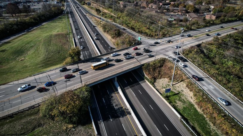 The Ohio Department of Transportation plans to reconfigure the U.S. 35/Woodman Drive interchange and rehabilitate the bridge as part of a $9.7 million project. The project, set to start in spring 2023, is targeted for completion in fall 2024. JIM NOELKER/STAFF