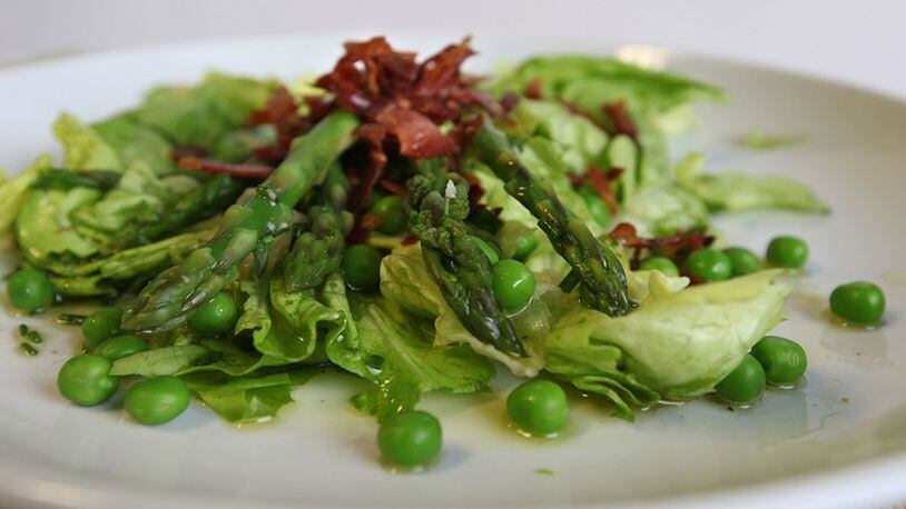 Asparagus salad, with peas and crisp prociutto, in an April 2012 file image. (Jessica J. Trevino/Detroit Free Press/TNS)