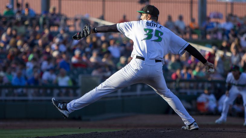 Joe Boyle had another strong start for the Dragons on Tuesday, May 31, 2022, at DayAir Ballpark. Photo by Jeff Gilbert