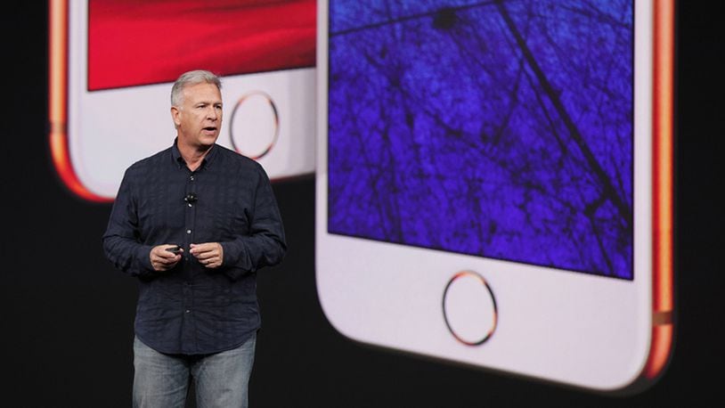 Phil Schiller, Apple’s senior vice president of worldwide marketing, introduces iPhone 8 and iPhone 8 Plus on Sept. 12, 2017. (Apple)