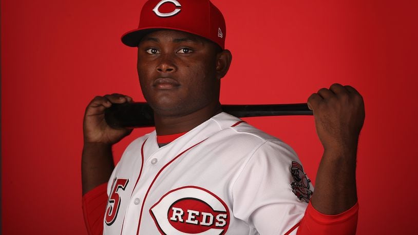 GOODYEAR, AZ - FEBRUARY 18: Dilson Herrera #15 of the Cincinnati Reds poses for a portait during a MLB photo day at Goodyear Ballpark on February 18, 2017 in Goodyear, Arizona. (Photo by Christian Petersen/Getty Images)