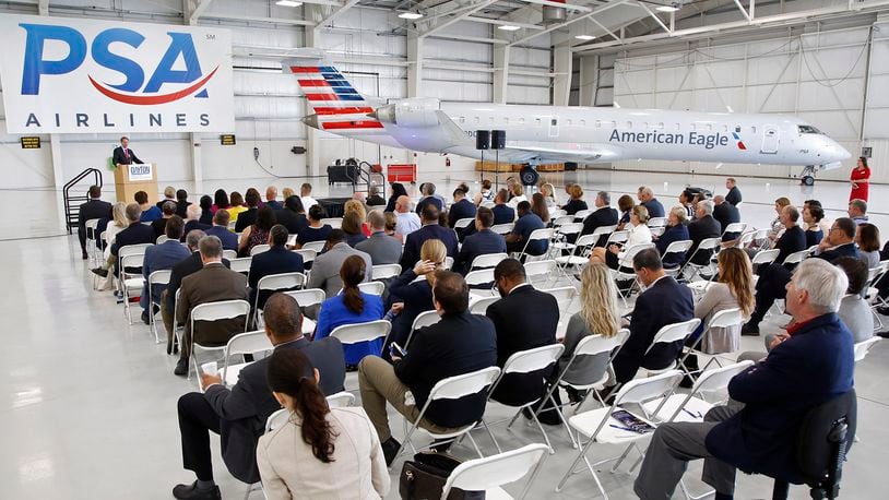 PSA Airlines hosted the Dayton Area Chamber of Commerce town hall with major party candidates in the Ohio governor’s race. PSA has 3,800 employees nationally operating more than 750 daily flights. TY GREENLEES / STAFF