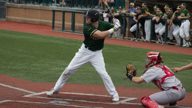 Wright State’s Gabe Snyder at the plate against Illinois-Chicago on May 5, 2018, at Nischwitz Stadium. Allison Rodriguez/CONTRIBUTED