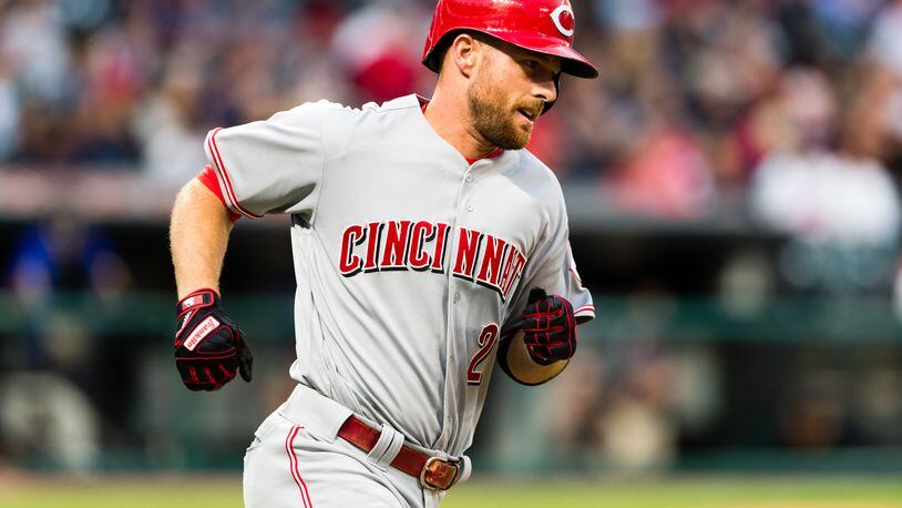 Reds All-Star shortstop Zack Cozart rounds the bases on a solo home run during against the Indians at Progressive Field on July 24, 2017 in Cleveland, Ohio. With the MLB trade deadline hours away, his name has popped up.