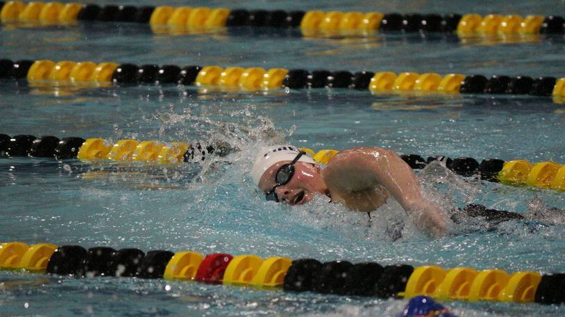One of the more anticipated district swimming races is the 500 free with top-seeded senior Margaret Berning (pictured) of Fairmont and No. 2 Nicola Lane, a sophomore from Centerville. Berning’s time of 5 minutes, 1.48 seconds edged Lane’s effort by .87 seconds at sectionals.