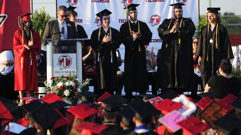 Tecumseh High School held its 2022 commencement exercises Friday, June 3, in the football stadium. MARSHALL GORBY/STAFF