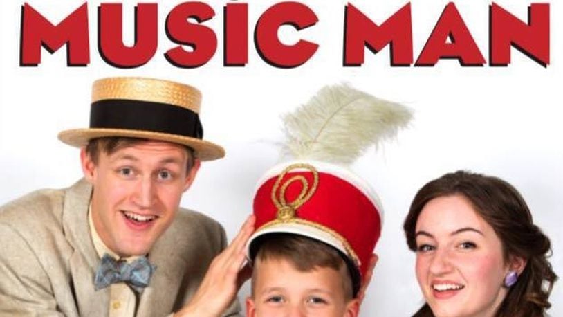 Robbie Lindmark (Harold Hill), Jonathan Kimble (Winthrop Paroo), and Rachel Joy Rowland (Marian Paroo) are featured in Cedarville University’s production of Meredith Willson’s “The Music Man” slated Feb. 2-12 in the Stevens Student Center on campus. CONTRIBUTED