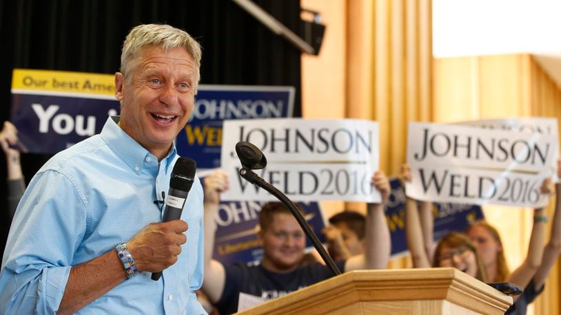 SALT LAKE CITY, UT - AUGUST 6: Libertarian presidential candidate Gary Johnson talks to a crowd of supporters at a rally on August 6, 2015 in Salt Lake City, Utah. Johnson has spent the day campaigning in Salt Lake City, the home town of former republican presidential candidate Mitt Romney. (Photo by George Frey/Getty Images)