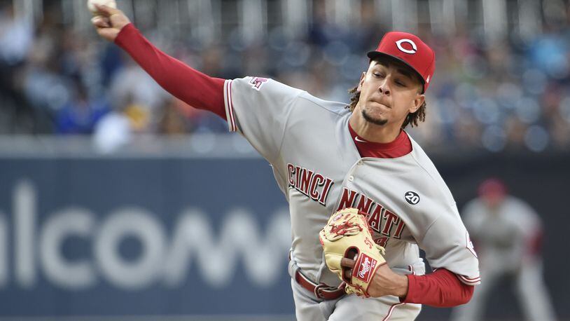 SAN DIEGO, CA - APRIL 20: Luis Castillo #58 of the Cincinnati Reds pitches during the first inning of a baseball game against the San Diego Padres at Petco Park April 20, 2019 in San Diego, California.  (Photo by Denis Poroy/Getty Images)