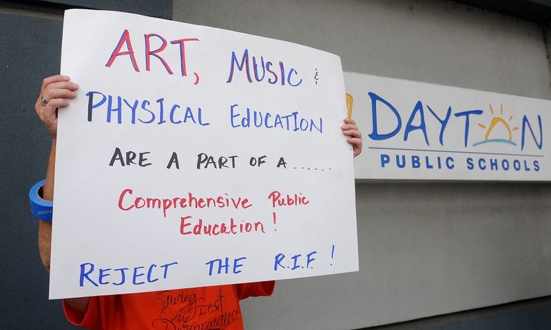 Protest at Dayton Public Schools headquarters