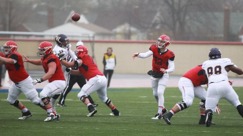 Dayton quarterback Alex Jeske fires a pass. FILE PHOTO